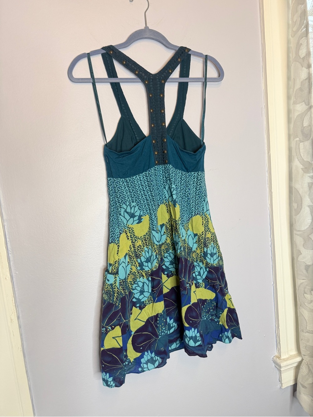 NWT! Y2K Free People green blue crochet short dress Size 6 - Picture 11 of 15